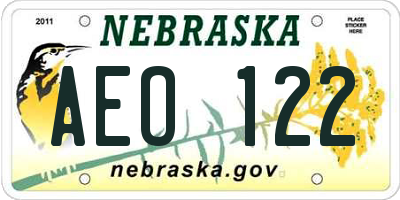 NE license plate AEO122
