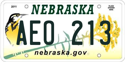 NE license plate AEO213