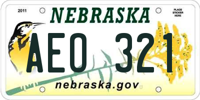 NE license plate AEO321