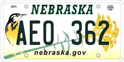 NE license plate AEO362