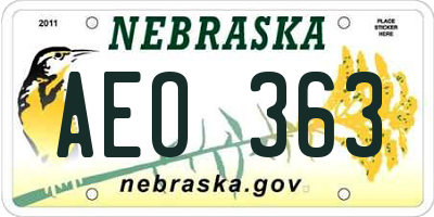 NE license plate AEO363