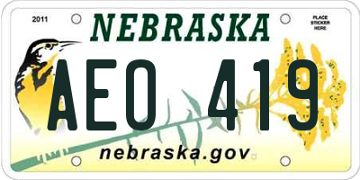 NE license plate AEO419