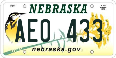 NE license plate AEO433