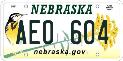 NE license plate AEO604