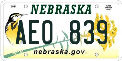 NE license plate AEO839