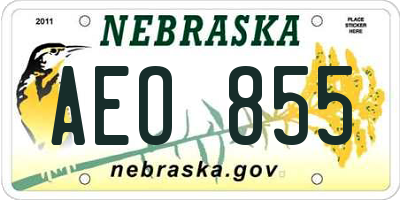 NE license plate AEO855