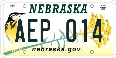 NE license plate AEP014