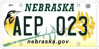NE license plate AEP023