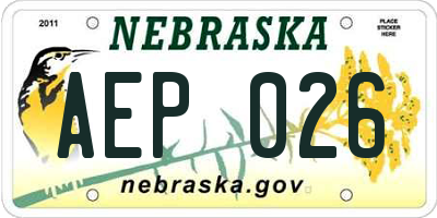 NE license plate AEP026