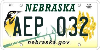 NE license plate AEP032