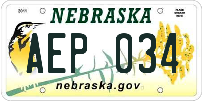 NE license plate AEP034