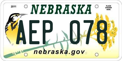 NE license plate AEP078