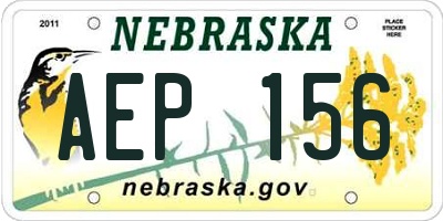 NE license plate AEP156