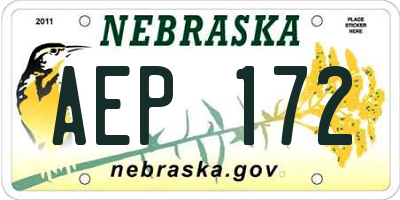 NE license plate AEP172