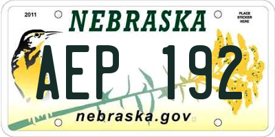 NE license plate AEP192