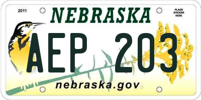 NE license plate AEP203