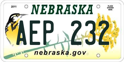 NE license plate AEP232