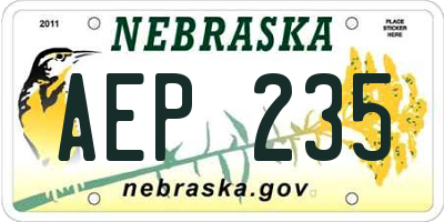 NE license plate AEP235