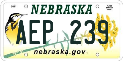 NE license plate AEP239