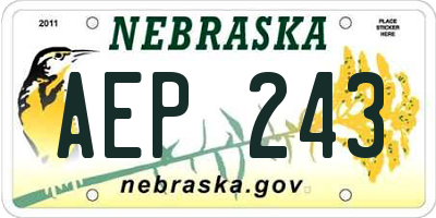 NE license plate AEP243