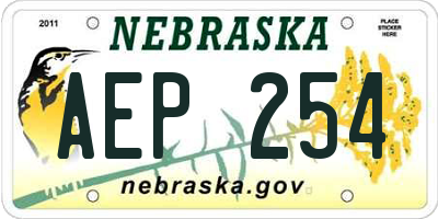 NE license plate AEP254