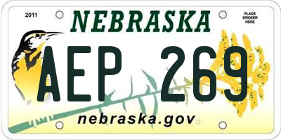 NE license plate AEP269