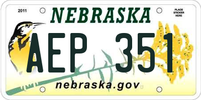 NE license plate AEP351