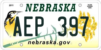 NE license plate AEP397