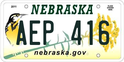 NE license plate AEP416