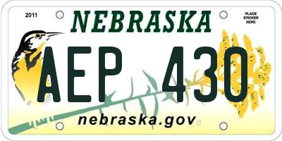NE license plate AEP430