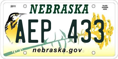 NE license plate AEP433