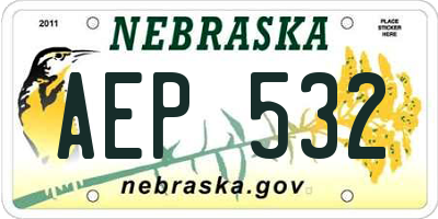 NE license plate AEP532