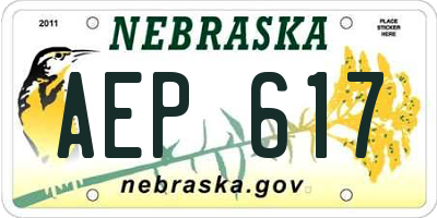 NE license plate AEP617