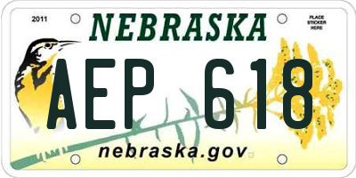NE license plate AEP618