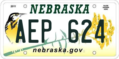 NE license plate AEP624