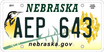 NE license plate AEP643
