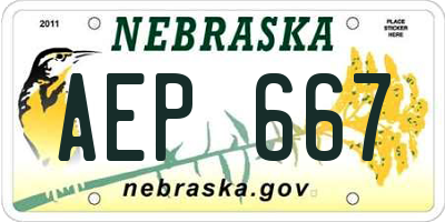 NE license plate AEP667