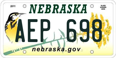NE license plate AEP698