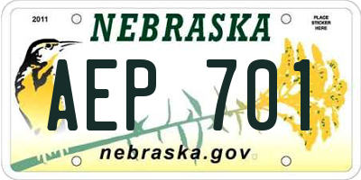 NE license plate AEP701