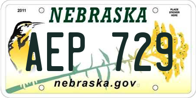 NE license plate AEP729
