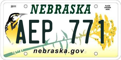 NE license plate AEP771