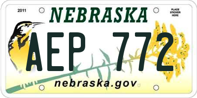 NE license plate AEP772