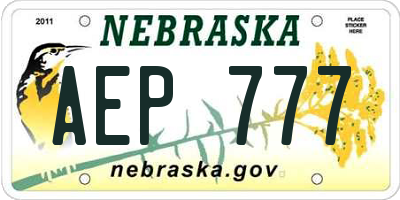 NE license plate AEP777
