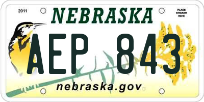 NE license plate AEP843