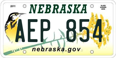 NE license plate AEP854