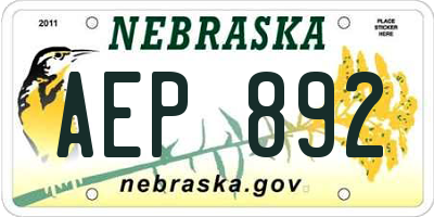 NE license plate AEP892