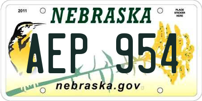 NE license plate AEP954