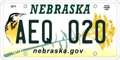 NE license plate AEQ020