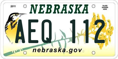 NE license plate AEQ112