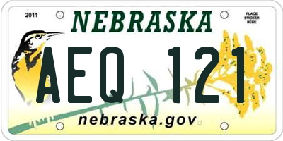 NE license plate AEQ121